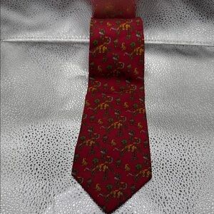 Salvatore Ferragamo Red Lurking Cats Tie